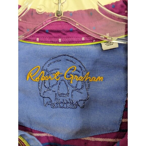 Robert Graham Mens Polo Golf XL Fuschia Pink Geometric Print Classic Fit Cotton - Picture 4 of 6